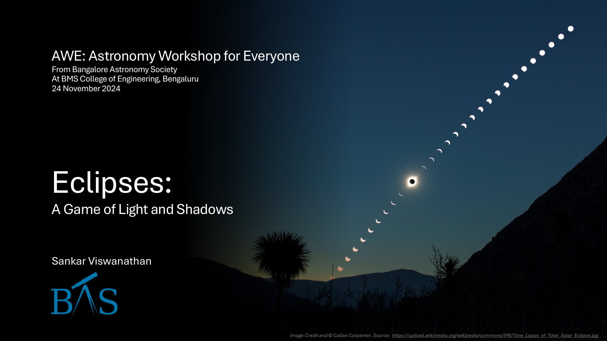 Title slide — Eclipses: A Game of Light and Shadows